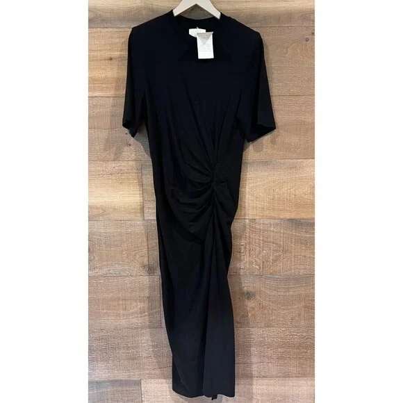 ISABEL MARANT BLACK DRAPED DRESS WITH SLIT SIZE S NEW - Picture 4 of 10